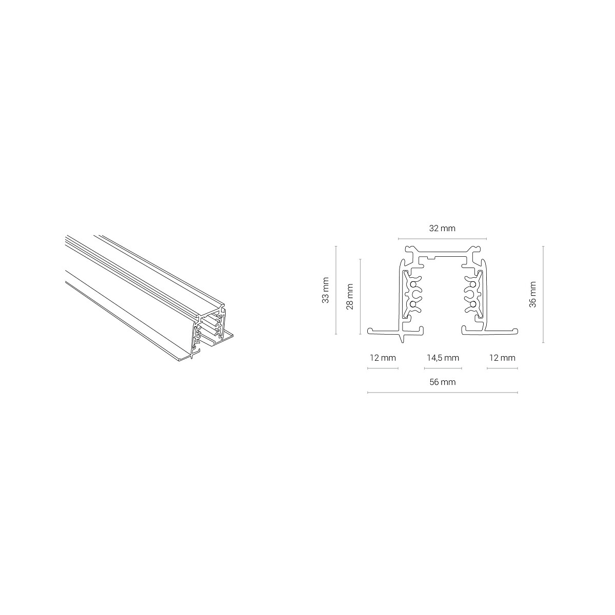 CTLS RECESSED TRACK 2 METRE black 8694 Nowodvorski Lighting