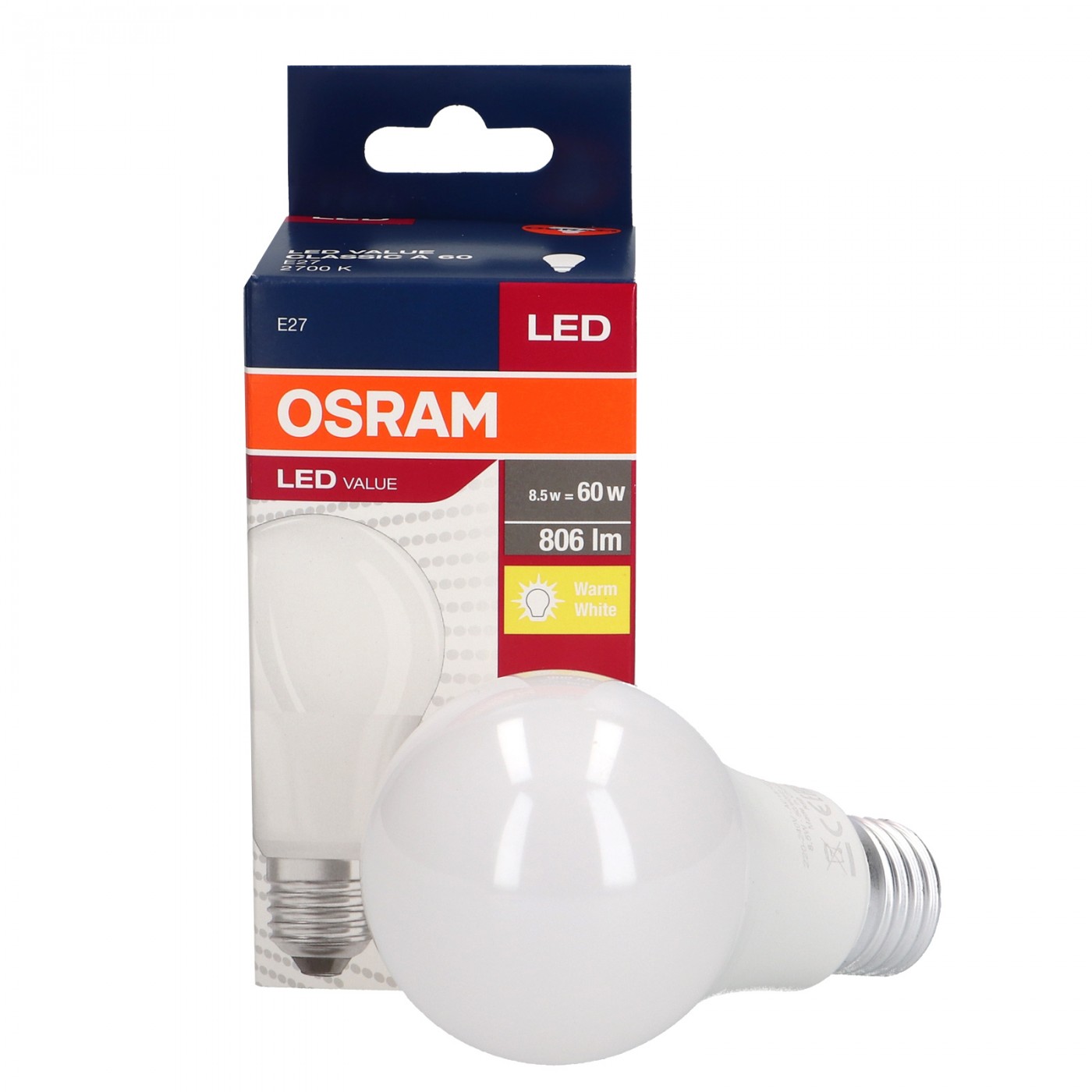 Value Classic 8.5W E27 2700K A60 FR 6842 OSRAM